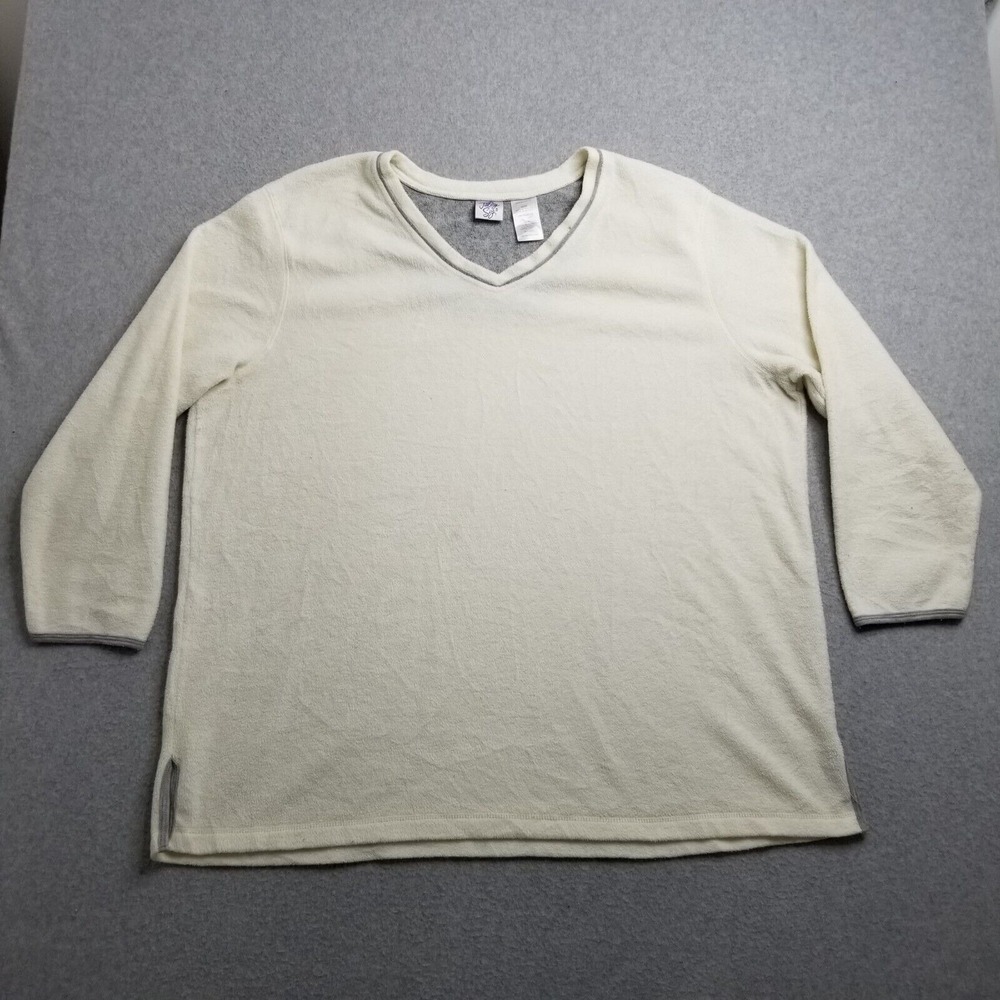 Just My Size Fleece Sweater Womens‎ 3XL Ivory Pullover Sweatshirt Long Sleeve